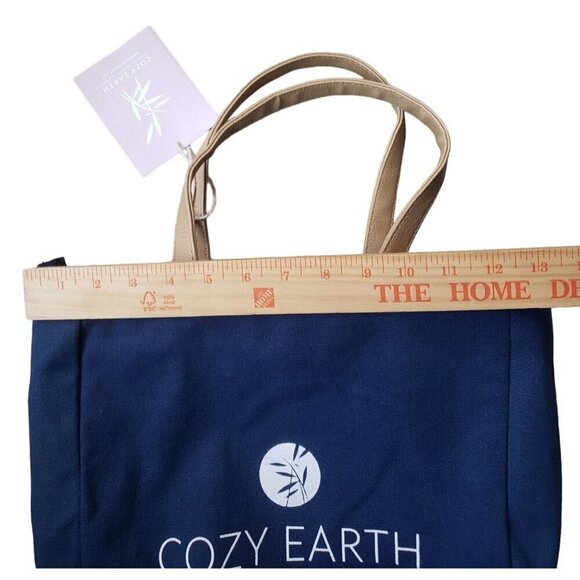 COZY EARTH Blue Tote Bag Zip Bamboo NEW - Picture 7 of 7